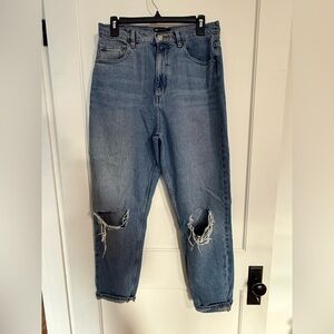 ASOS High-Rise Distressed Blue Jeans